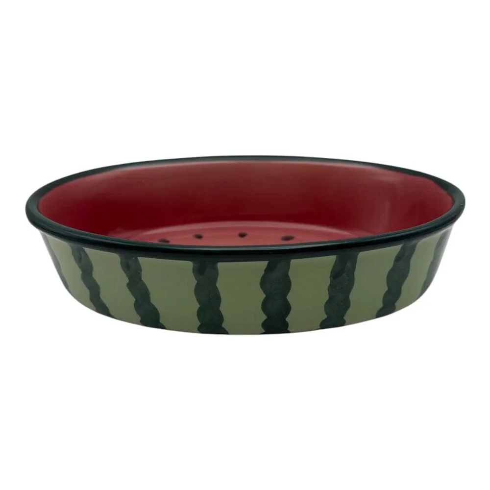 Watermelon Fruit Serving‎ Ovel Bowl Stoneware EUC